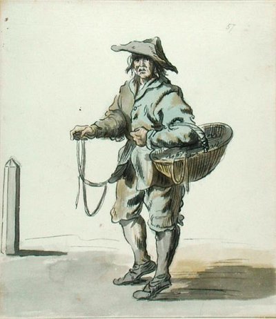 London Cries: Any Cotton Laces or Garters, 1742 by Paul Sandby